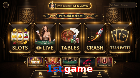 Main screen of 1St.game casino page for PK players